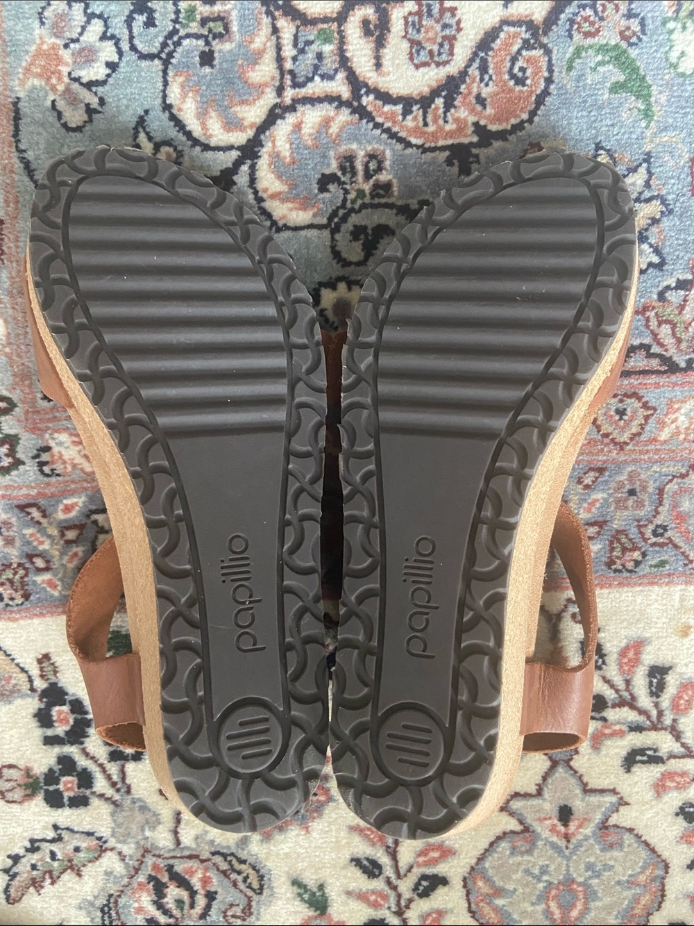 Birkenstock Papillio Soley Buckle Cork Wedge Sandal size 7 in Cognac - Picture 3 of 11
